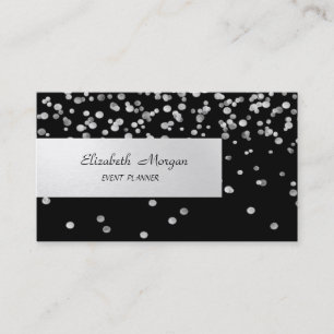 Tarjeta De Visita Elegante Minimalista,Rayada,Negra,Confeti