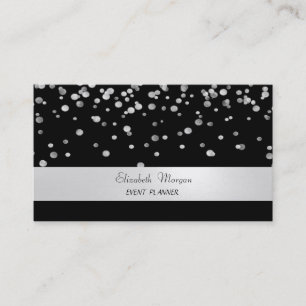 Tarjeta De Visita Elegante Minimalista,Rayada,Negra,Confeti