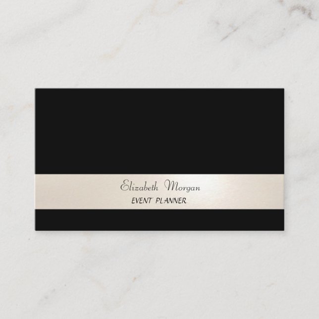 Tarjeta De Visita Elegante Minimalista, rayado, negro (Anverso)