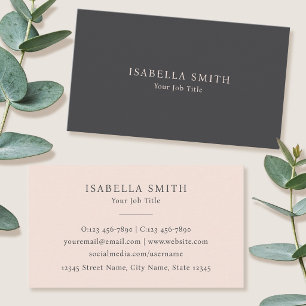 Tarjeta De Visita Elegante Minimalista Rosa Beige Gris Sofisticada