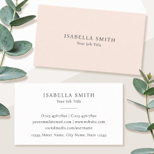 Tarjeta De Visita Elegante Minimalista Rosa Claro Sofisticada