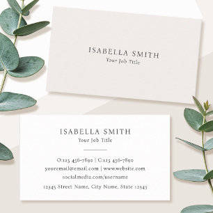 Tarjeta De Visita Elegante Minimalista Sofisticada de Blanco
