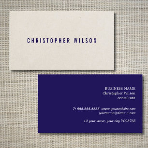Tarjeta De Visita Elegante Minimalista Textura Beige Azul Consultor