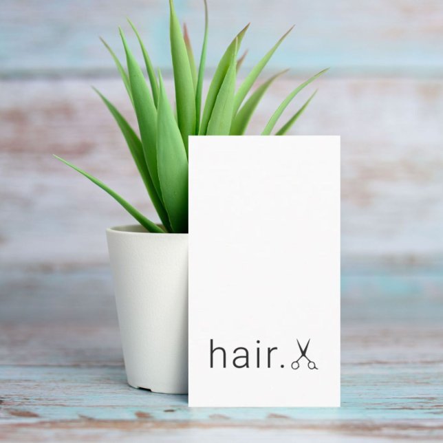 Tarjeta De Visita Elegante minimo blanco tijeras negras Hairstylist (Subido por el creador)