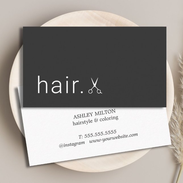 Tarjeta De Visita Elegante minimo Gris Tijeras Blancas Hairstylist (Subido por el creador)
