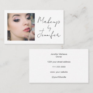 Tarjeta De Visita Elegante Mínimo Guión Negro Imagen Maquillaje
