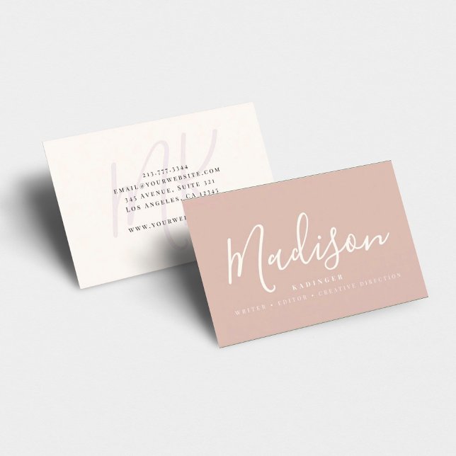 Tarjeta De Visita Elegante Mínimo Monograma Rubor Moda Marfil Elegan (Subido por el creador)
