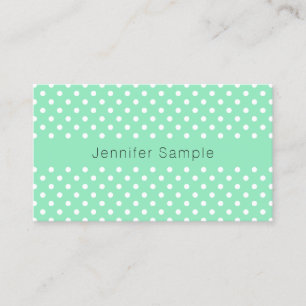 Tarjeta De Visita Elegante Mint Green Dots White Plantilla moderna