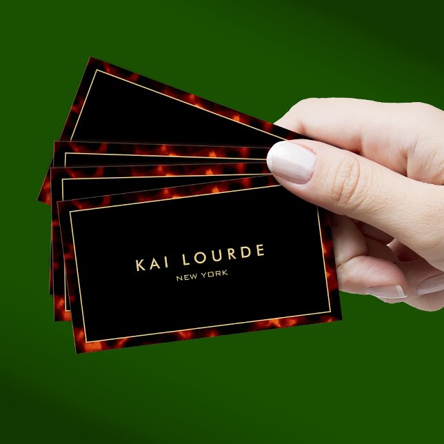 Tarjeta De Visita Elegante Moda Black Tortoiseshell Designer (Subido por el creador)