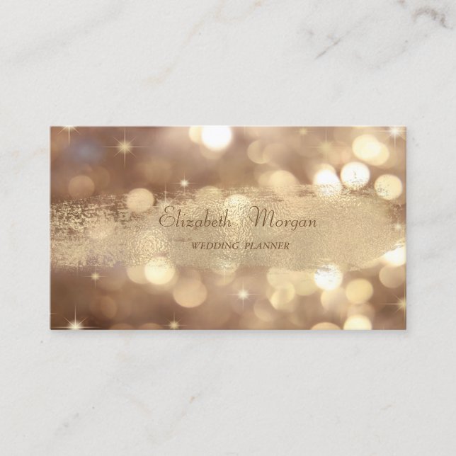 Tarjeta De Visita Elegante Moda Bokeh Moderno, Faux Gold Bruske (Anverso)