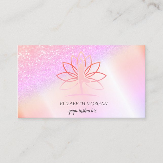 Tarjeta De Visita Elegante Moda Bokeh Women Silhouette Lotus (Anverso)