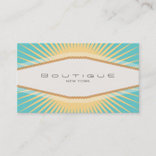 Tarjeta De Visita Elegante Moda Boutique Turquoise Yellow Retro