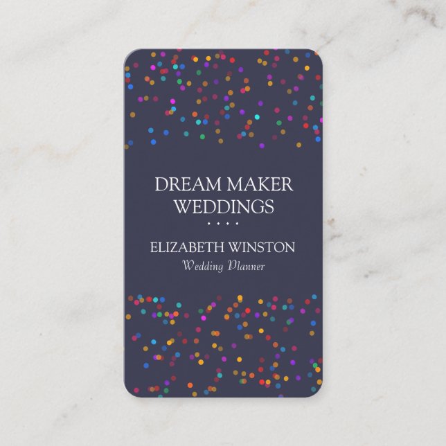 Tarjeta De Visita Elegante Moda Colorful Confetti (Anverso)