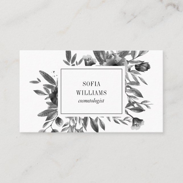 Tarjeta De Visita Elegante moda de acuarela blanca floral moderna (Anverso)