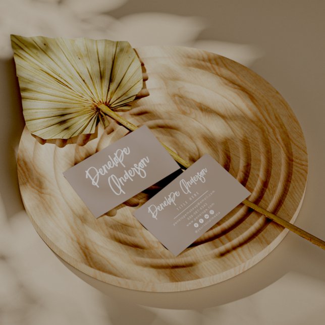Tarjeta De Visita Elegante Moda de Boho Neutral Taupe Simple Moderno (Subido por el creador)