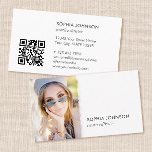 Tarjeta De Visita Elegante Moda de código QR de fotografía profesion