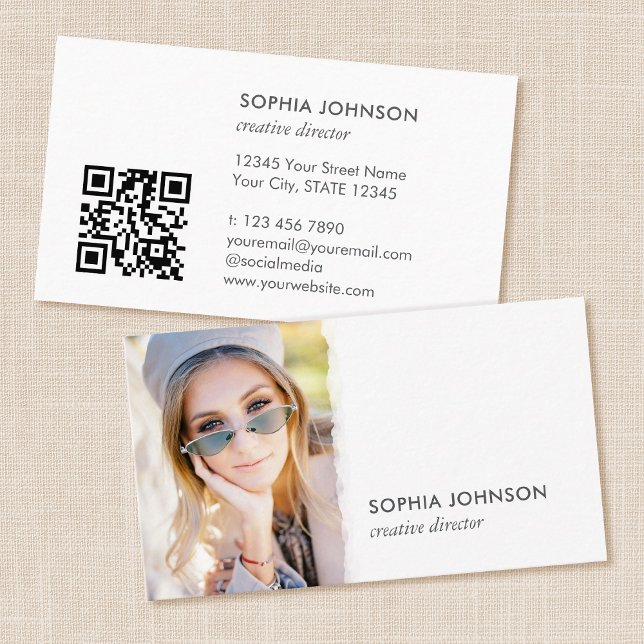 Tarjeta De Visita Elegante Moda de código QR de fotografía profesion (Subido por el creador)