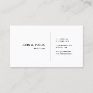 Tarjeta De Visita Elegante Moda de diseño sencillo de color blanco