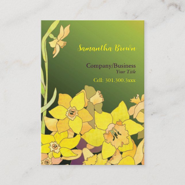 Tarjeta De Visita Elegante Moda de Hip Daffodils (Anverso)