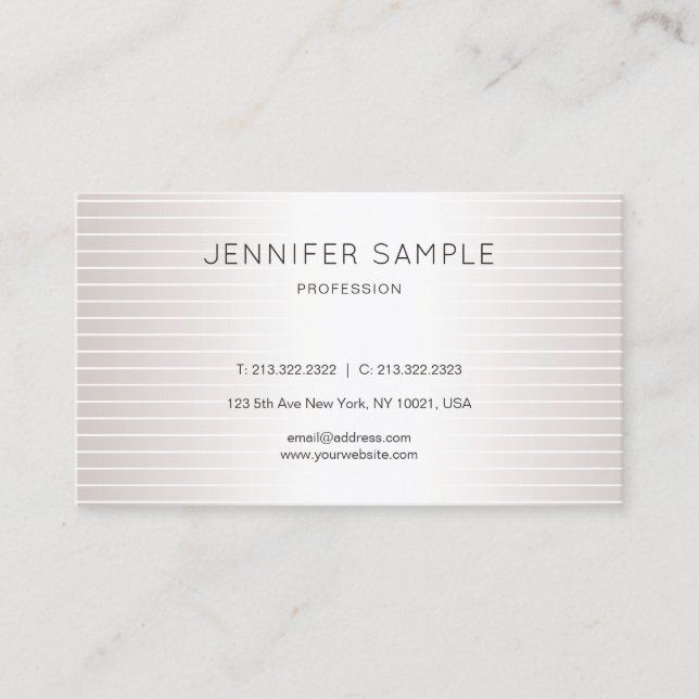 Tarjeta De Visita Elegante Moda de lujo Faux Silver brillante modern (Anverso)