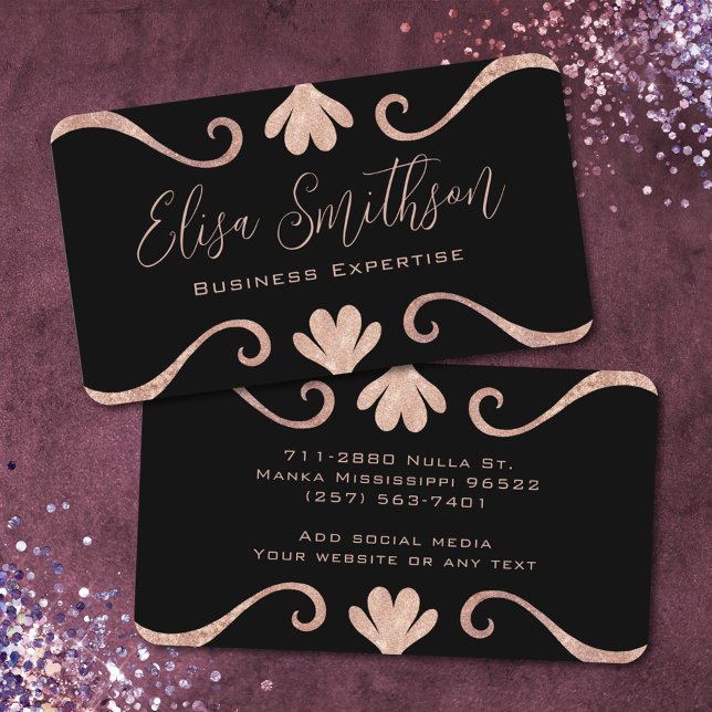 Tarjeta De Visita Elegante Moda de lujo rosa y negro femenino (Subido por el creador)