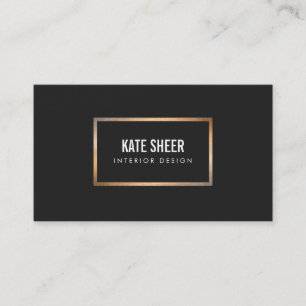 Tarjeta De Visita Elegante Moda de marco dorado Diseñador interior N