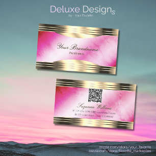 Tarjeta De Visita Elegante Moda de mármol rosa con bordes dorados co