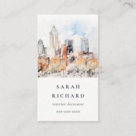 Tarjeta De Visita Elegante Moda Denver Colorado Skyline Watercolor