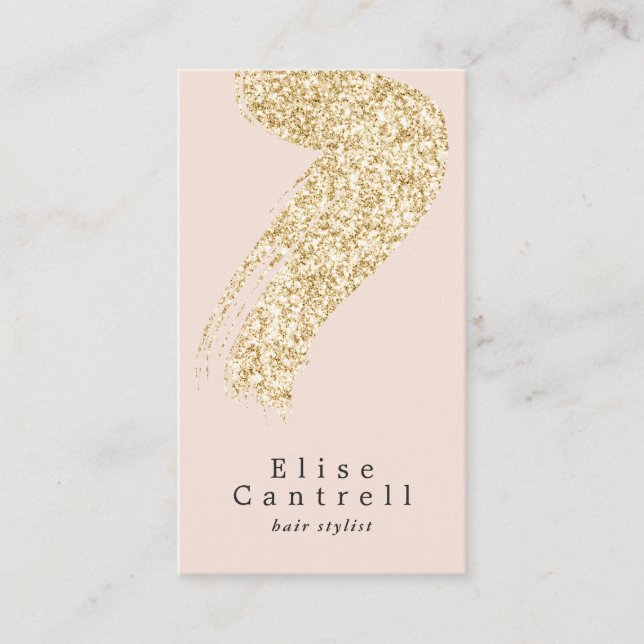Tarjeta De Visita Elegante moda dorado purpurina brusco rubor rosa (Anverso)