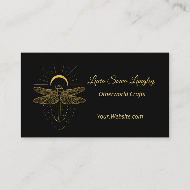 Tarjeta De Visita Elegante moda elegante negro y dorado (Anverso)