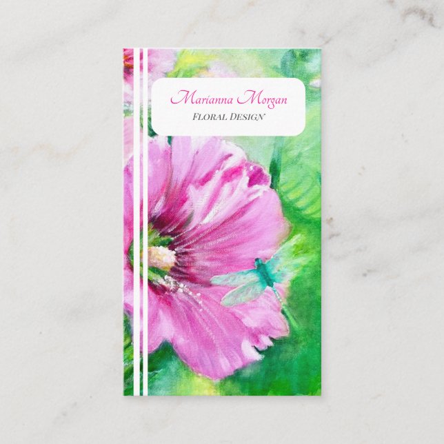 Tarjeta De Visita Elegante Moda Floral rosa (Anverso)