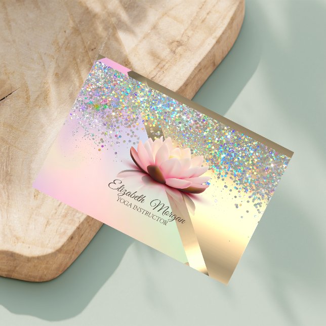 Tarjeta De Visita Elegante Moda Gold Lotus Confetti (Subido por el creador)
