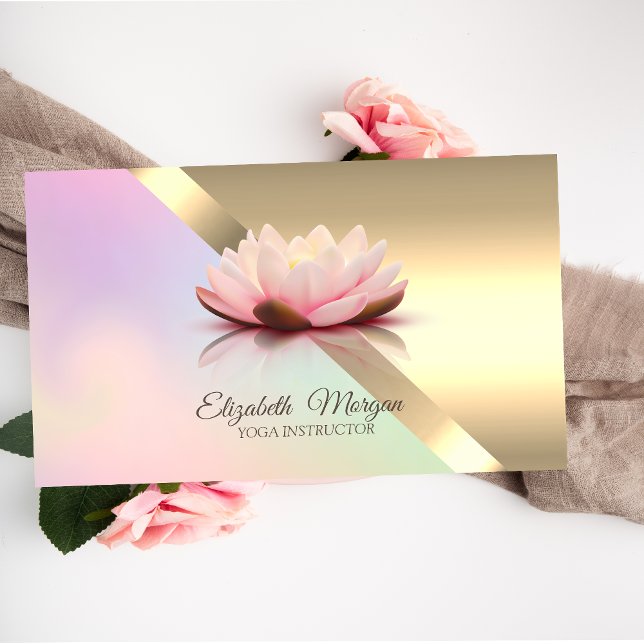 Tarjeta De Visita Elegante Moda Gold Lotus Flower Yoga Instructor (Subido por el creador)