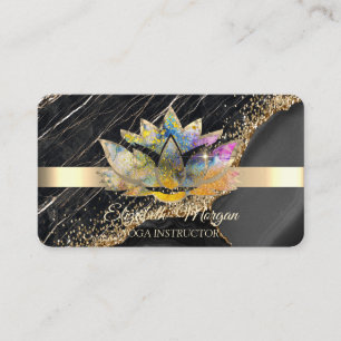 Tarjeta De Visita Elegante Moda Lotus Black Marble