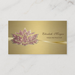Tarjeta De Visita Elegante Moda Lujo Faux Gold Purpurina Lotus