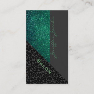 Tarjeta De Visita Elegante moda lujoso purpurinoso leopardo contempo