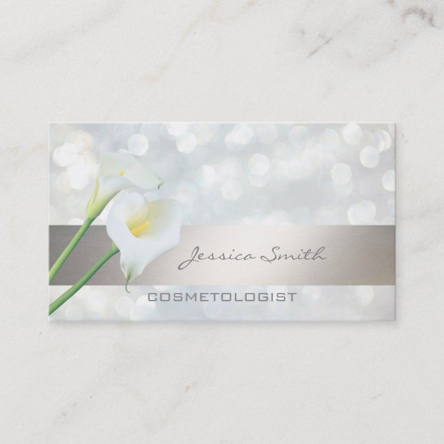 Tarjeta De Visita Elegante moda lux luminoso bokeh calla lily (Anverso)