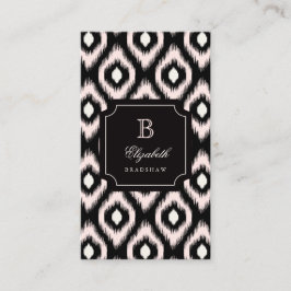 Tarjeta De Visita Elegante Moda Marfil Diamante Rosa Ikat Monograma