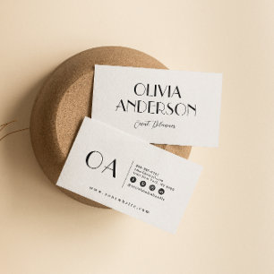 Tarjeta De Visita Elegante Moda Minimalista de Boho blanco y negro m