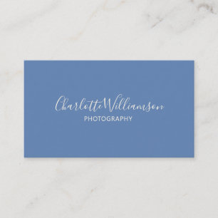 Tarjeta De Visita Elegante Moda Monograma Azul Minimalista