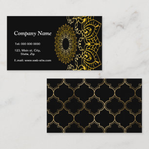 Tarjeta De Visita Elegante Moda oriental personalizada negro y oro