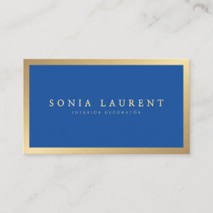 Tarjeta De Visita Elegante moda oro metálico azul real azul minimali