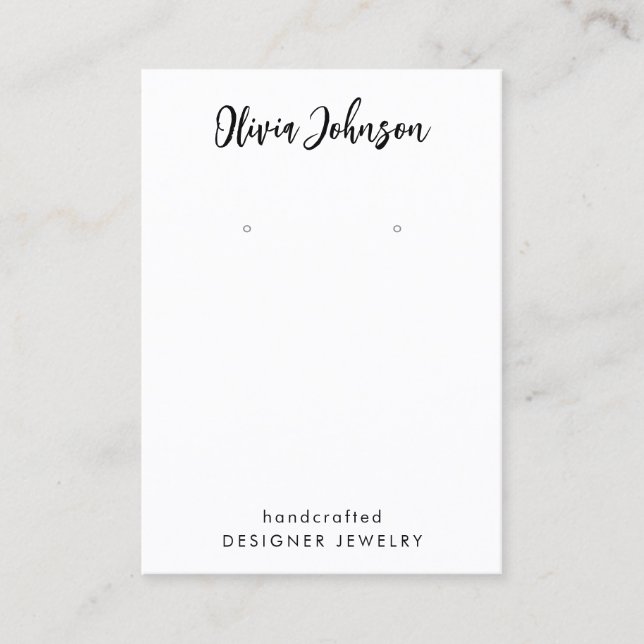 Tarjeta De Visita Elegante Moda Pantalla de ganancia de joyas blanca (Anverso)