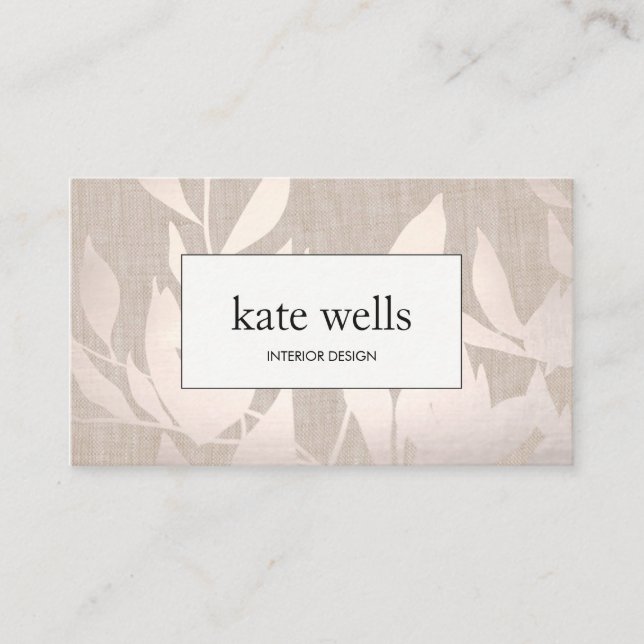 Tarjeta De Visita Elegante Moda plateado cálido deja al diseñador de (Anverso)