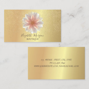 Tarjeta De Visita Elegante Moda profesional Lotus Gold Confetti