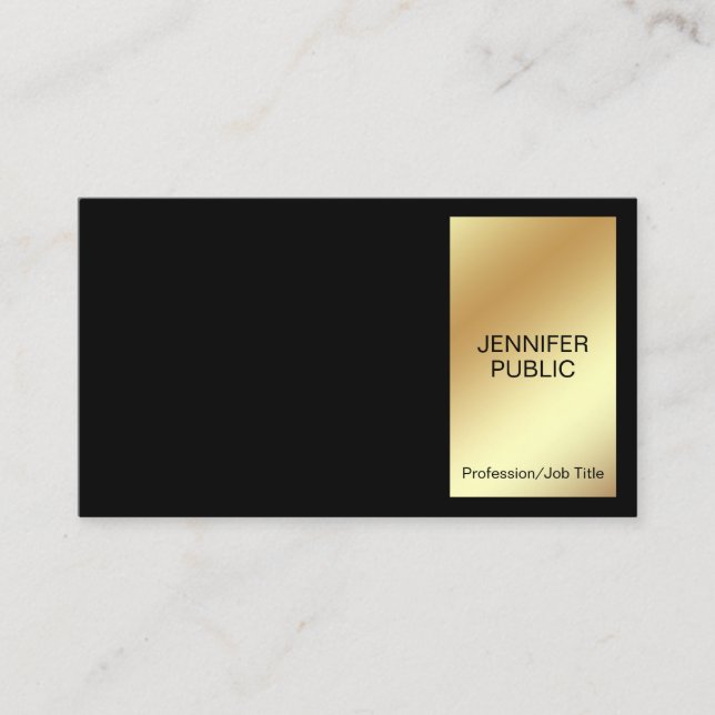 Tarjeta De Visita Elegante Moda profesional moderna de oro negro sim (Anverso)