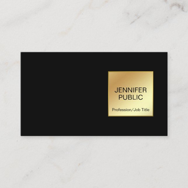 Tarjeta De Visita Elegante Moda profesional moderna de oro negro sim (Anverso)