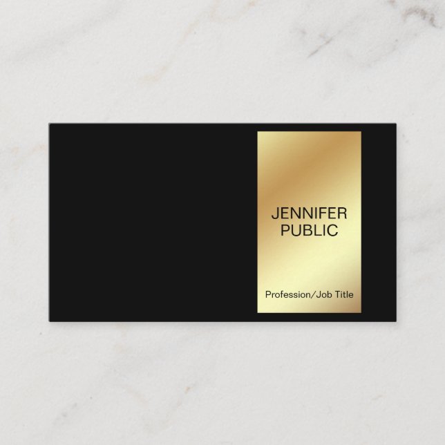 Tarjeta De Visita Elegante Moda profesional moderna de oro negro sim (Anverso)