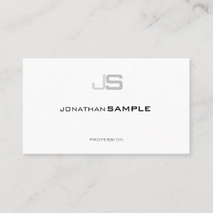 Tarjeta De Visita Elegante Moda profesional monogramada Llanura blan