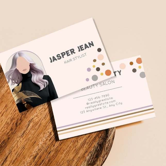 Tarjeta De Visita Elegante Moda Púrpura Chica de pelo largo Hairstyl (Subido por el creador)